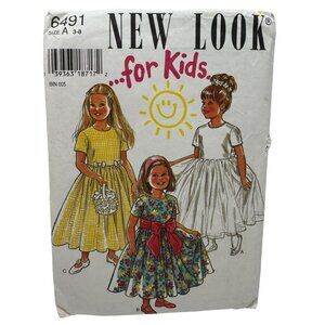 New Look 6491 Girls Dress Sewing Pattern Size 3-8 Classic Party Retro Uncut